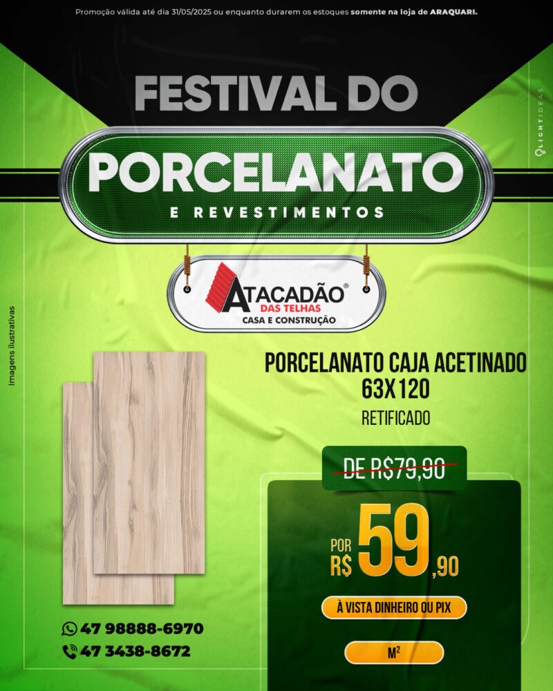 PORCELANATO CAJA ACETINADO 63X120
