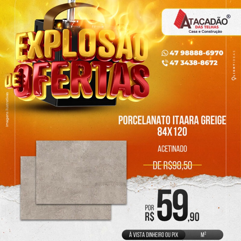 PORCELANATO ITAARA GREIGE 84X120