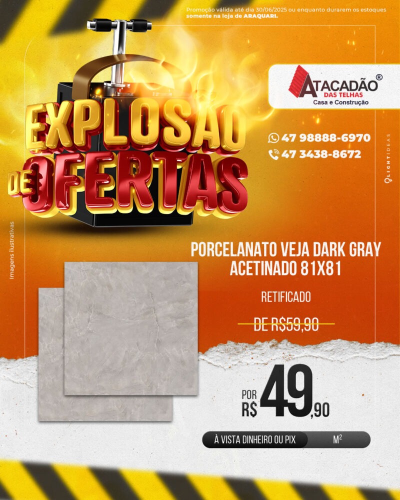 PORCELANATO VEJA DARK GRAY ACETINADO 81X81