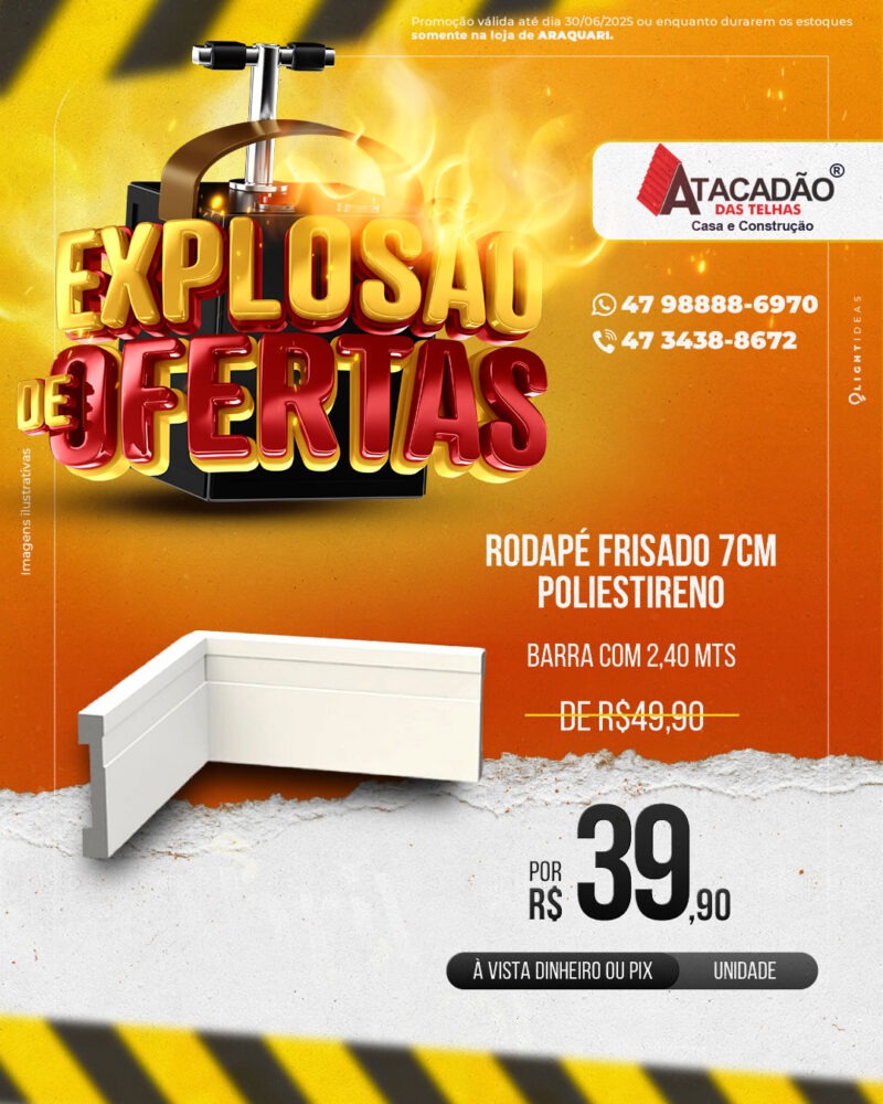 RODAPÉ FRISADO 7CM POLIESTIRENO