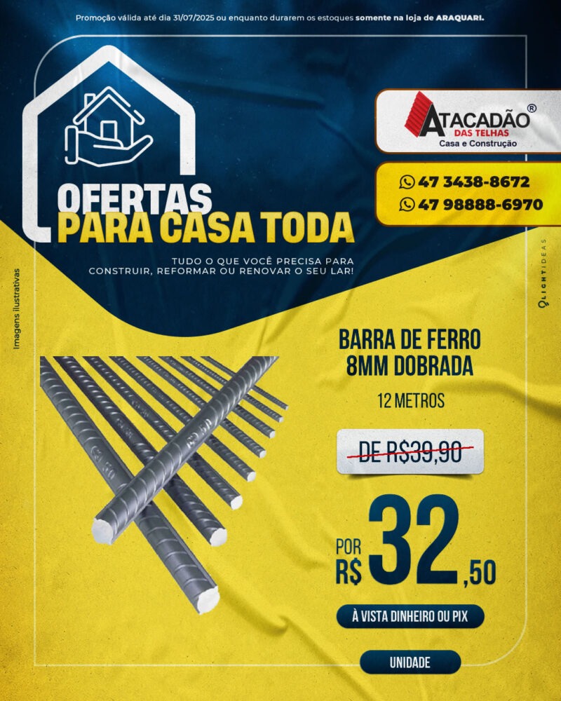 BARRA DE FERRO 8MM DOBRADA
