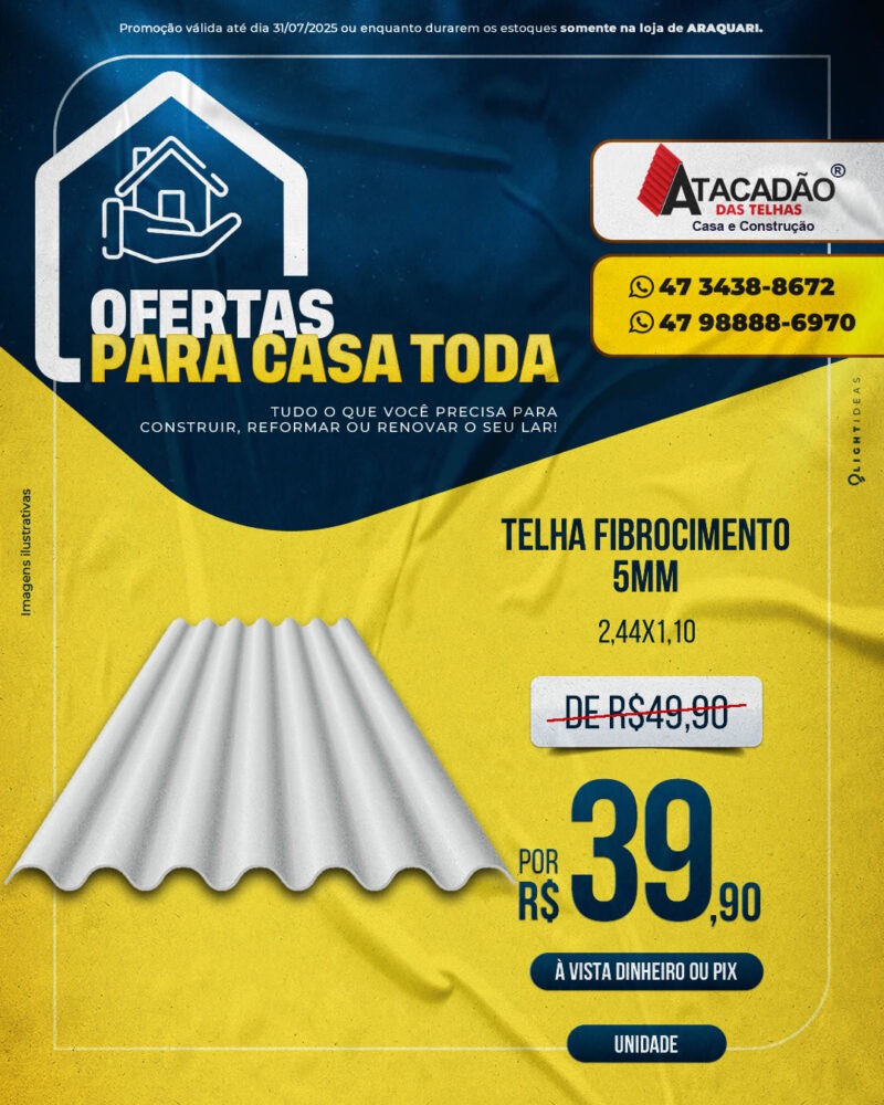 TELHA FIBROCIMENTO 5MM