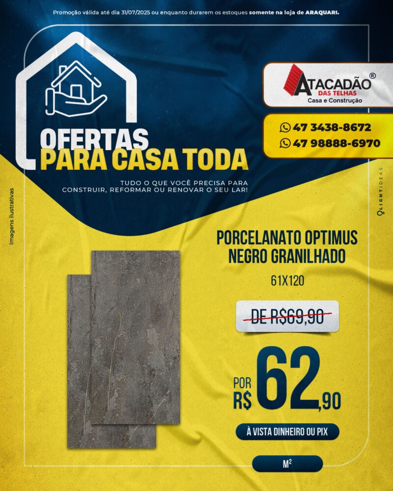 PORCELANATO OPTIMUS NEGRO GRANILHADO