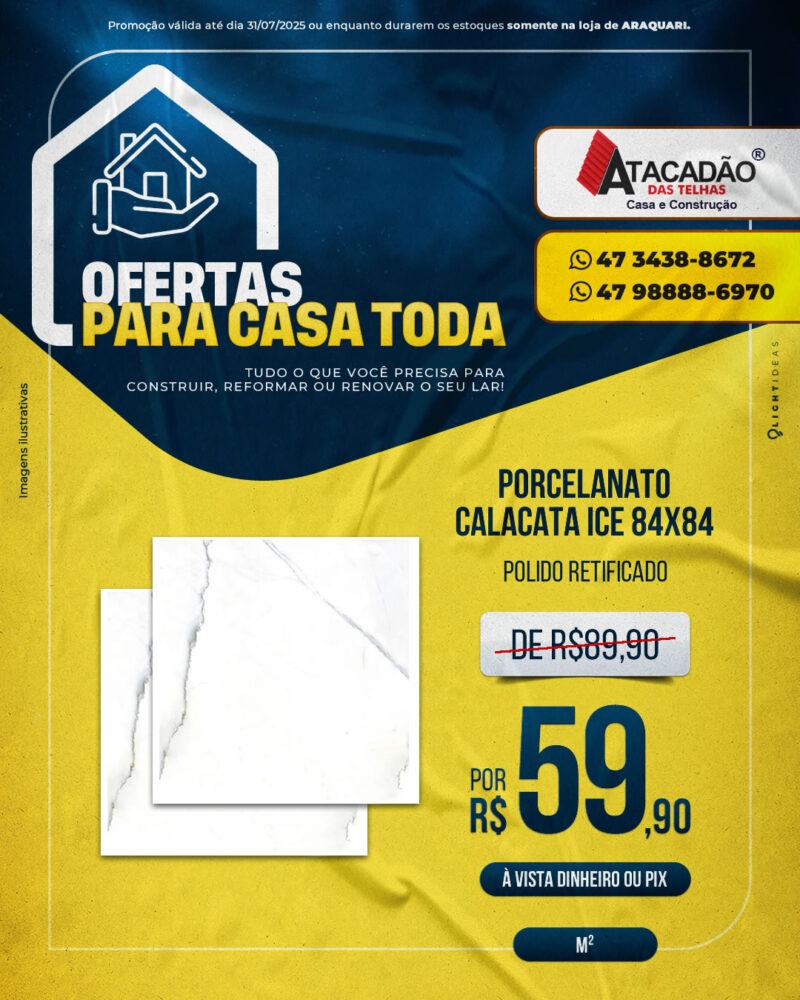 PORCELANATO CALACATA ICE 84X84