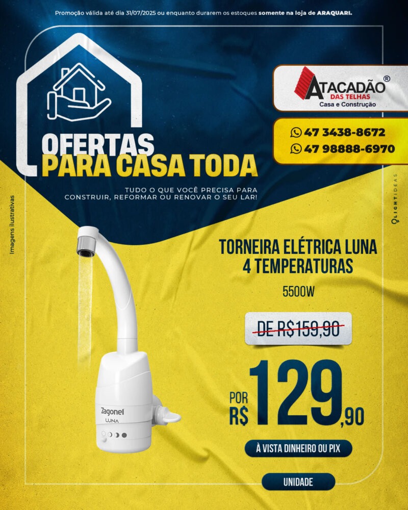 TORNEIRA ELÉTRICA LUNA 4 TEMPERATURAS