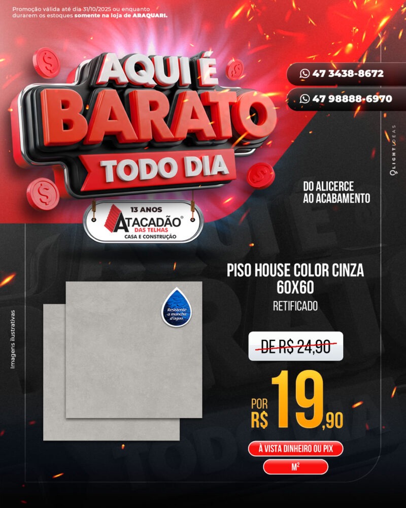PISO HOUSE COLOR CINZA 60X60