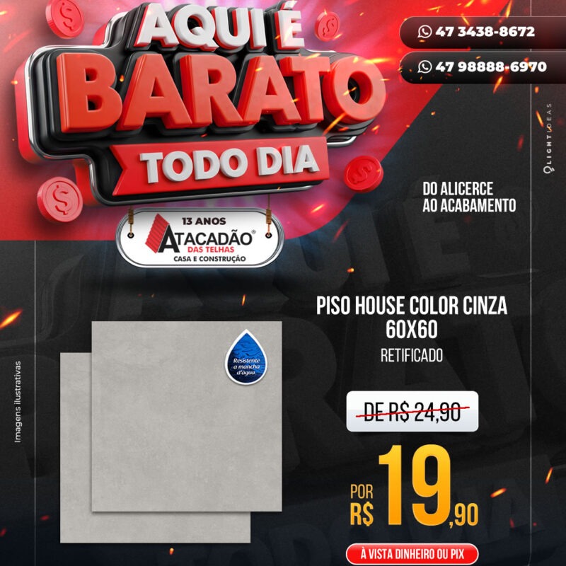 PISO HOUSE COLOR CINZA 60X60