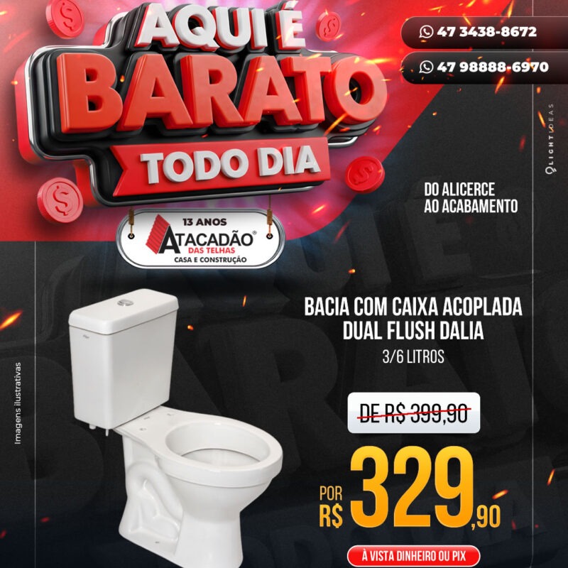 BACIA COM CAIXA ACOPLADA DUAL FLUSH DALIA