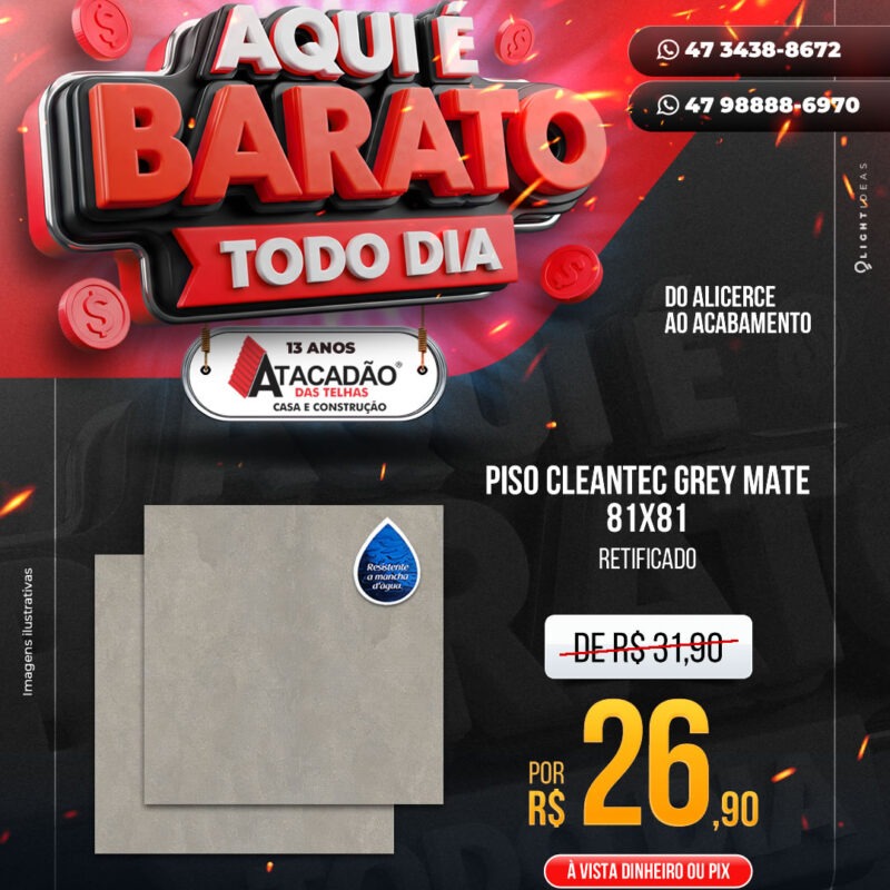 PISO CLEANTEC GREY MATE 81X81