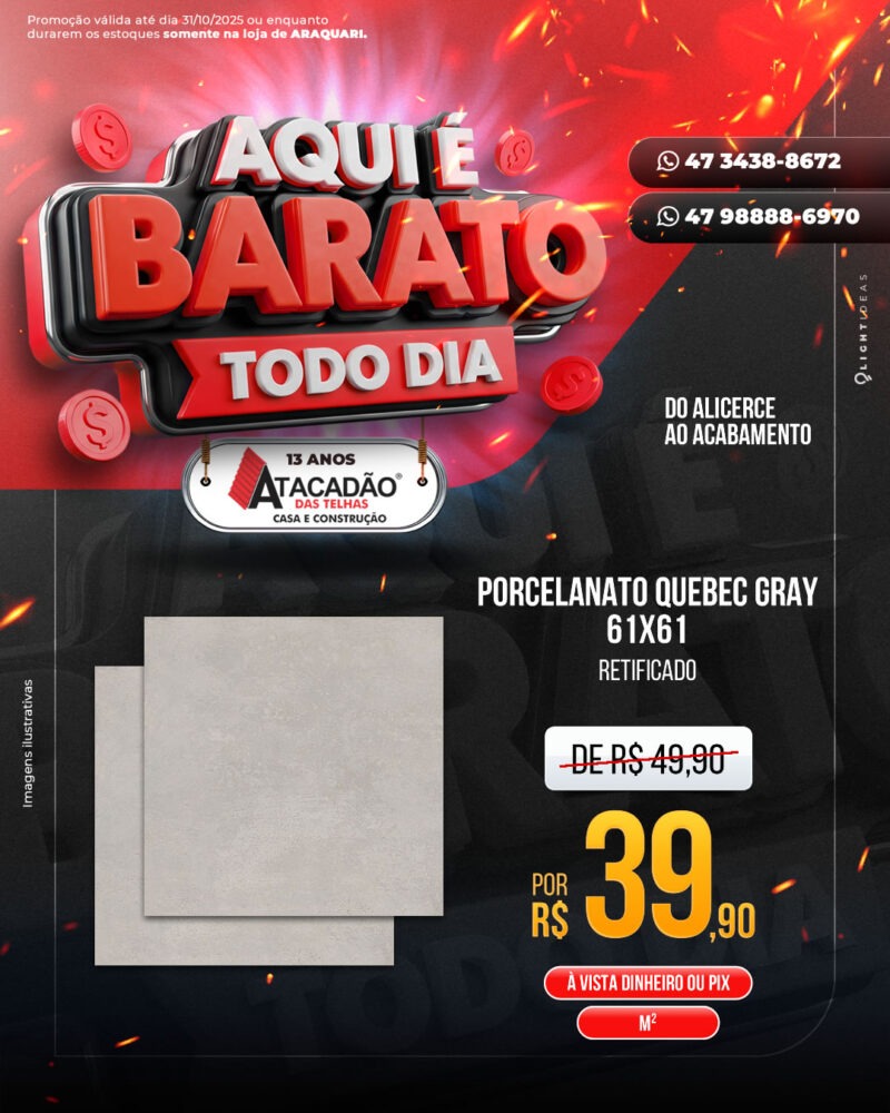 PORCELANATO QUEBEC GRAY 61X61