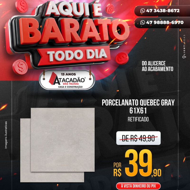 PORCELANATO QUEBEC GRAY 61X61