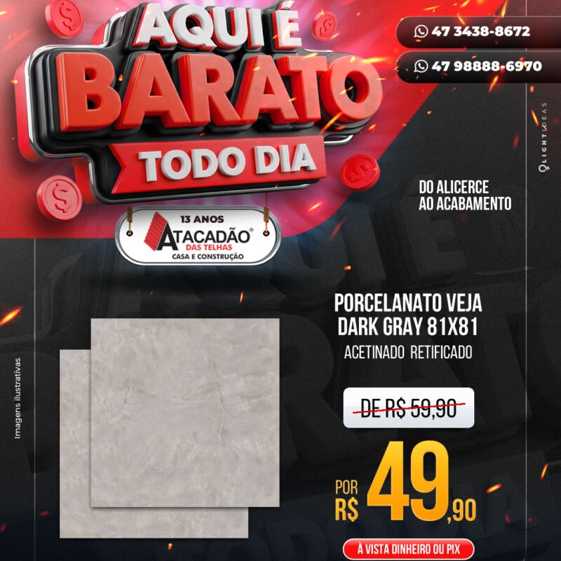PORCELANATO VEJA DARK GRAY 81X81