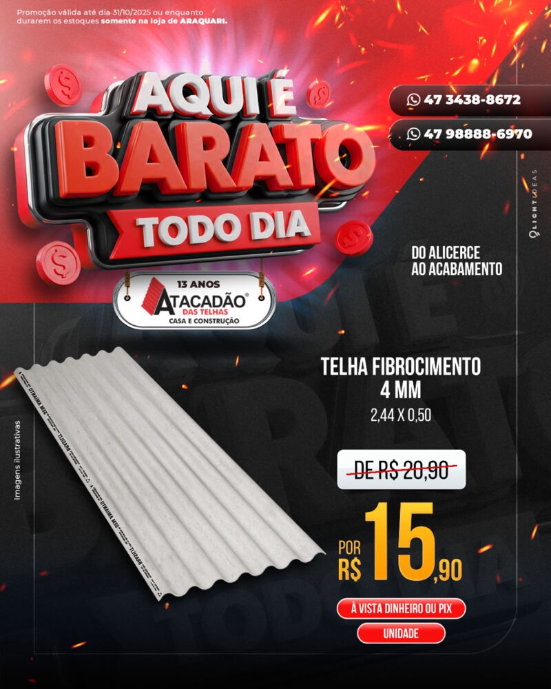 TELHA FIBROCIMENTO 4 MM
