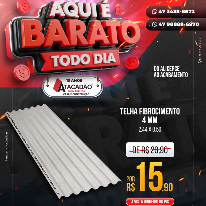 TELHA FIBROCIMENTO 4 MM