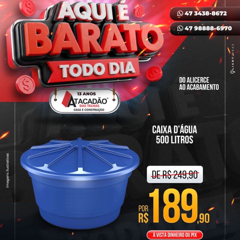CAIXA D’ÁGUA 500 LITROS