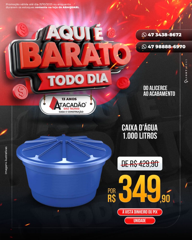 CAIXA D’ÁGUA 1.000 LITROS