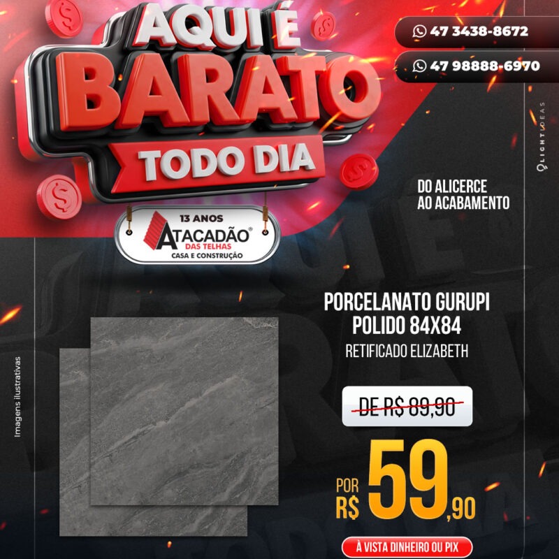 PORCELANATO GURUPI POLIDO 84X84