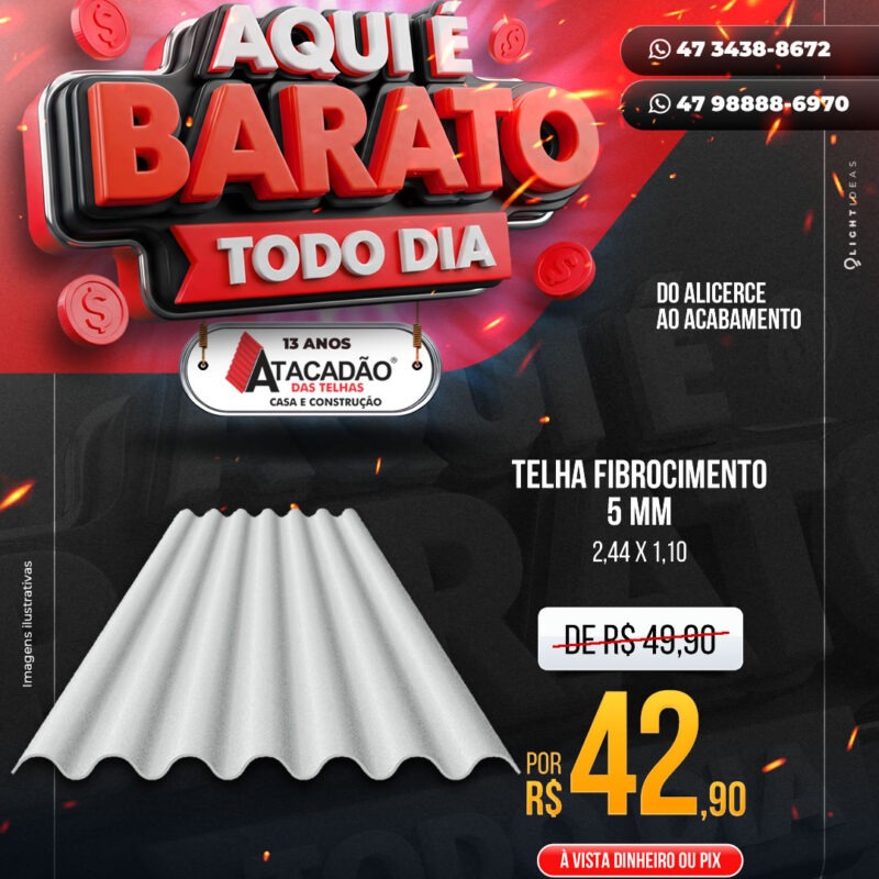 TELHA FIBROCIMENTO 5 MM