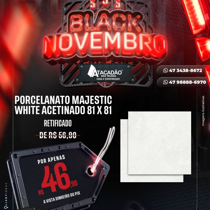 PORCELANATO MAJESTIC WHITE ACETINADO 81 X 81