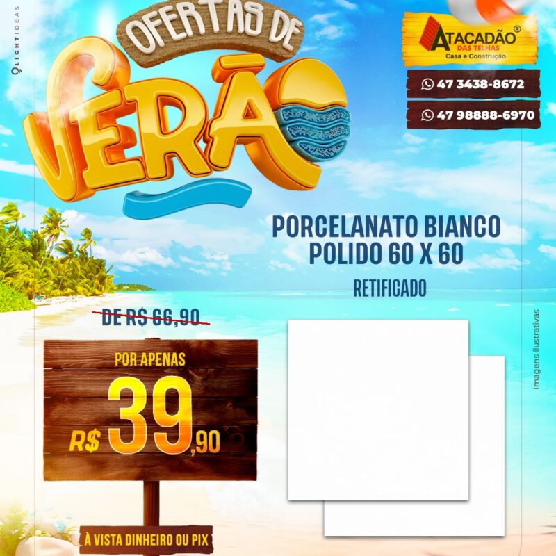 PORCELANATO BIANCO POLIDO 60 X 60