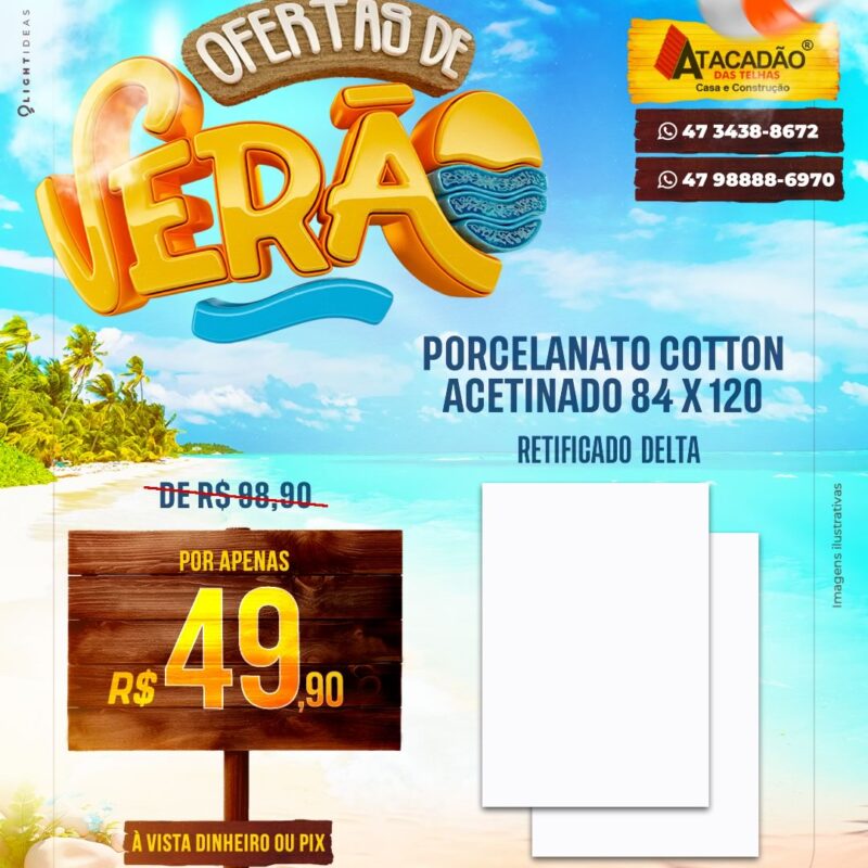 PORCELANATO COTTON ACETINADO 84 X 120