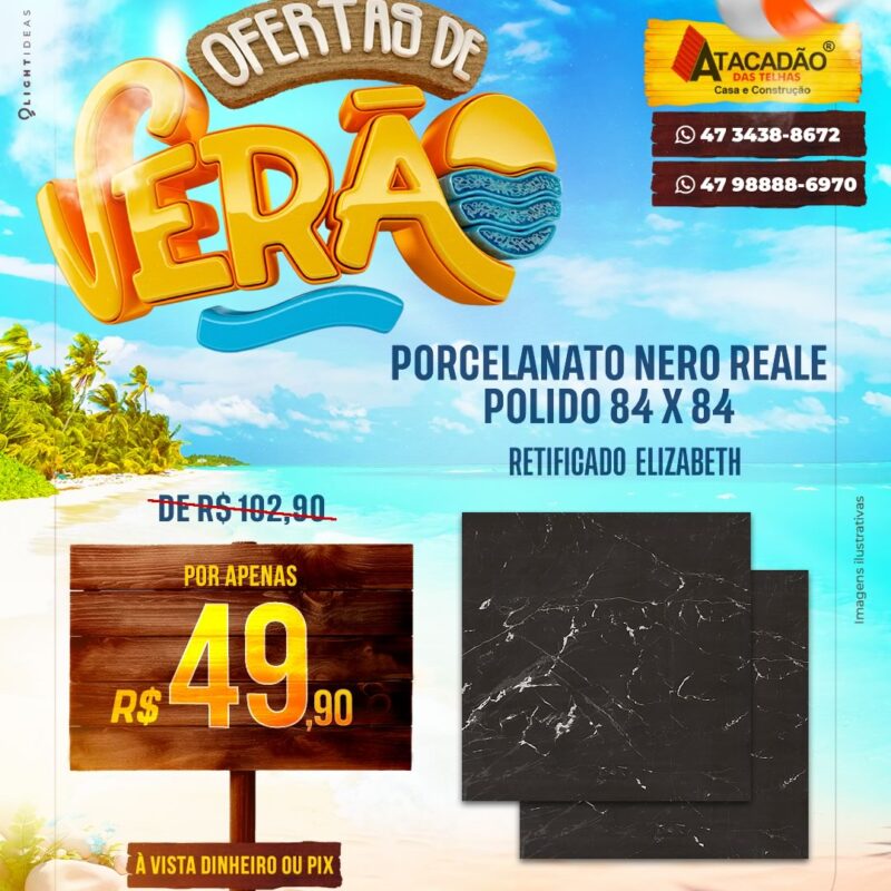 PORCELANATO NERO REALE  POLIDO 84 X 84