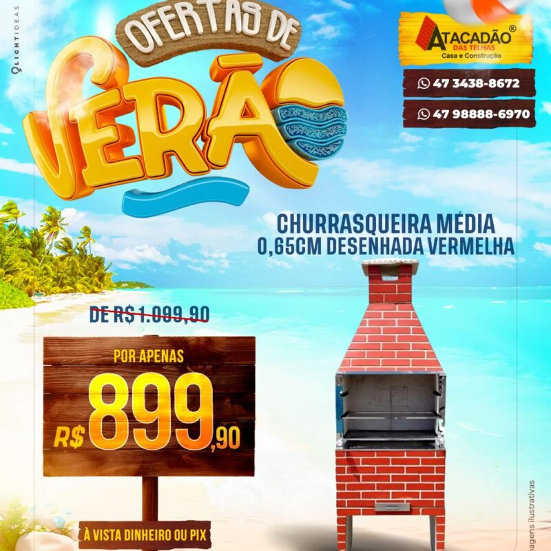 CHURRASQUEIRA MÉDIA 0,65CM DESENHADA VERMELHA