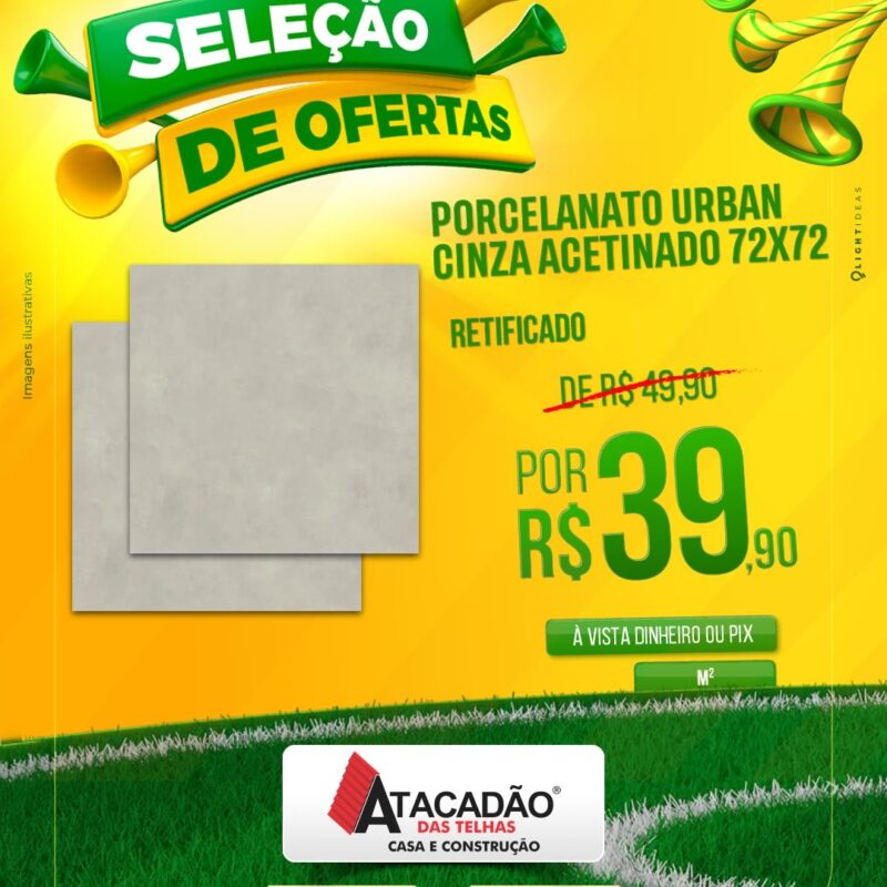 PORCELANATO URBAN CINZA ACETINADO 72X72