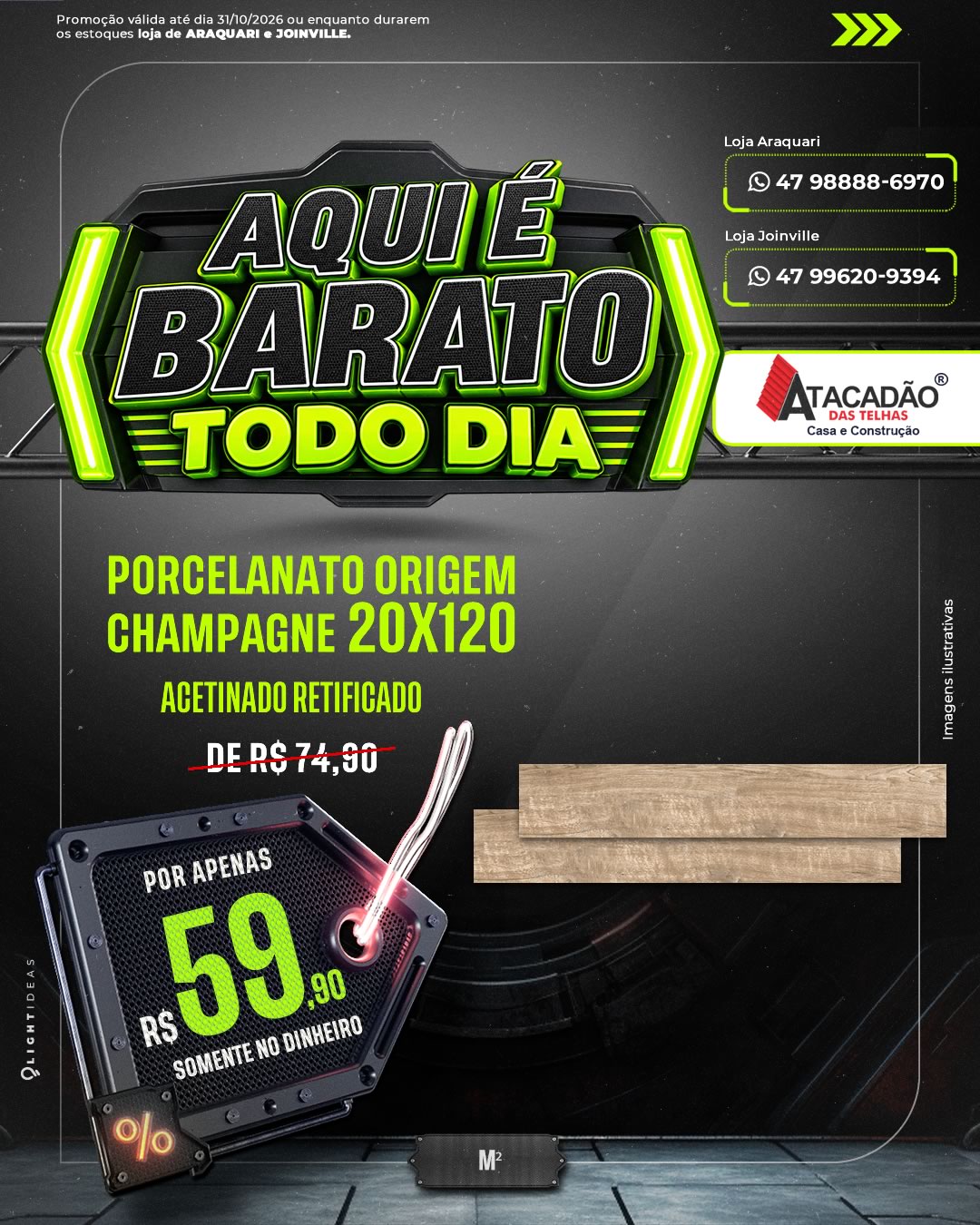 PORCELANATO ORIGEM CHAMPAGNE 20X120