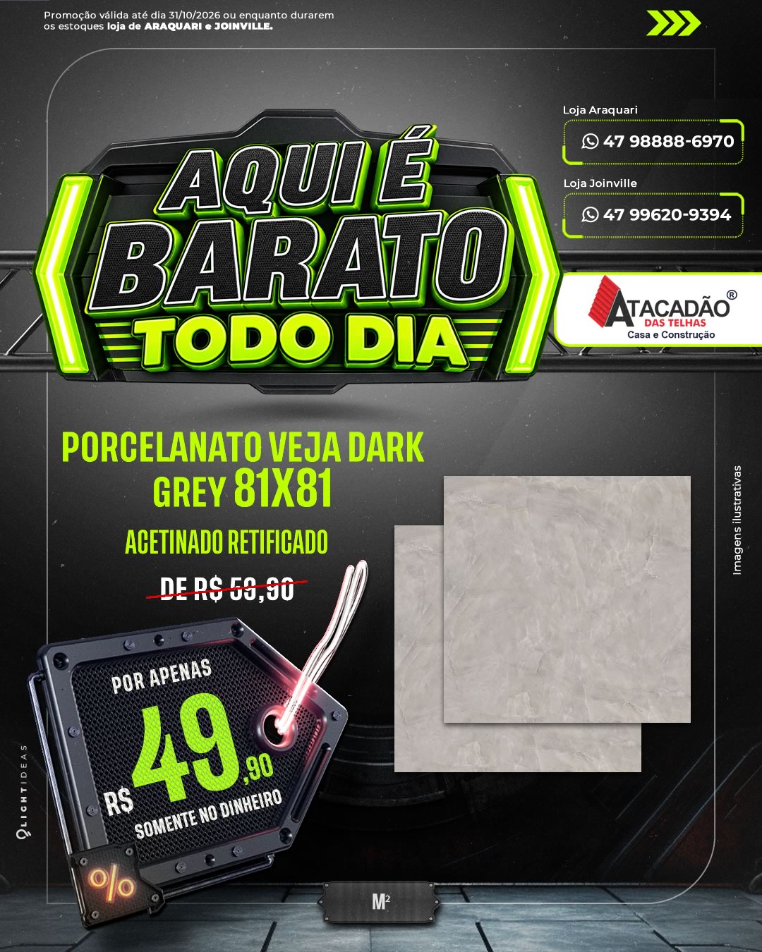 PORCELANATO VEJA DARK GREY 81X81