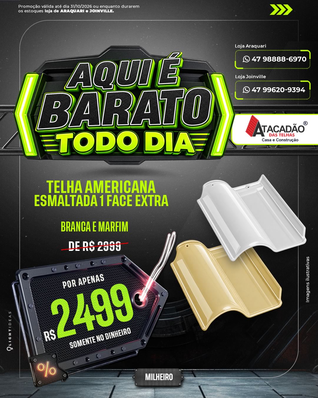 TELHA AMERICANA ESMALTADA 1 FACE EXTRA