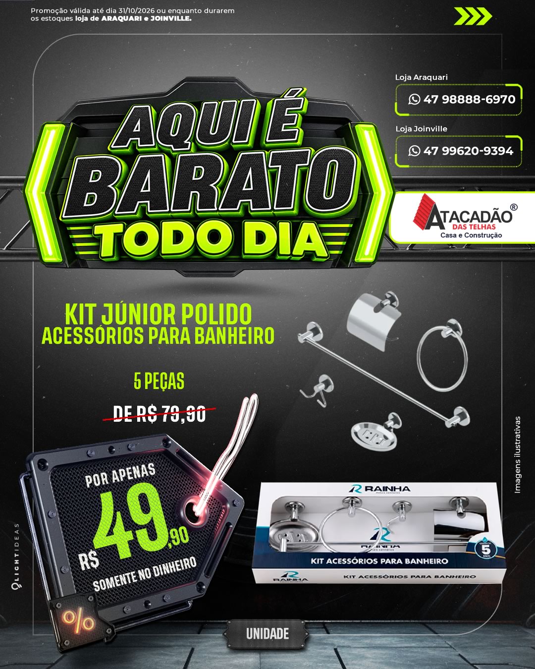 KIT JÚNIOR POLIDO ACESSÓRIOS PARA BANHEIRO