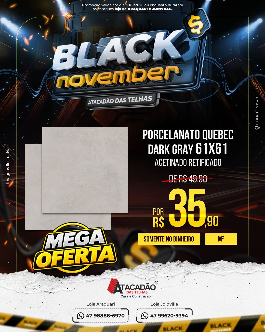 PORCELANATO QUEBEC DARK GRAY 61X61